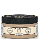 Retique It® Liquid Wood 8oz Light interior paint jar with wooden texture label and transparent lid.