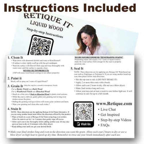 Instruction sheet for Retique It® Raw Wood Kit (Med) Bleached Wood from Wood'n Finish Kits, showing application and safety guidelines.
