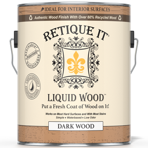 Dark Liquid Wood paint by Retique It® in a 128oz container, designed for interior wood finish application.