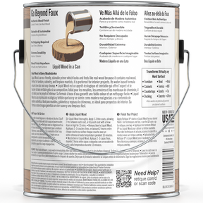 Dark liquid wood paint by Retique It® in a 128oz container, shown in a natural indoor setting.