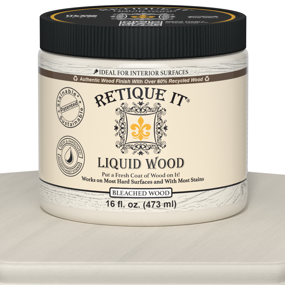 Retique It Liquid Wood Wood'n Primer in Bleached Wood finish, 16 fl oz, for preparing surfaces with a natural wood look.