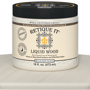 Retique It Liquid Wood Wood'n Primer in Bleached Wood finish, 16 fl oz, for preparing surfaces with a natural wood look.