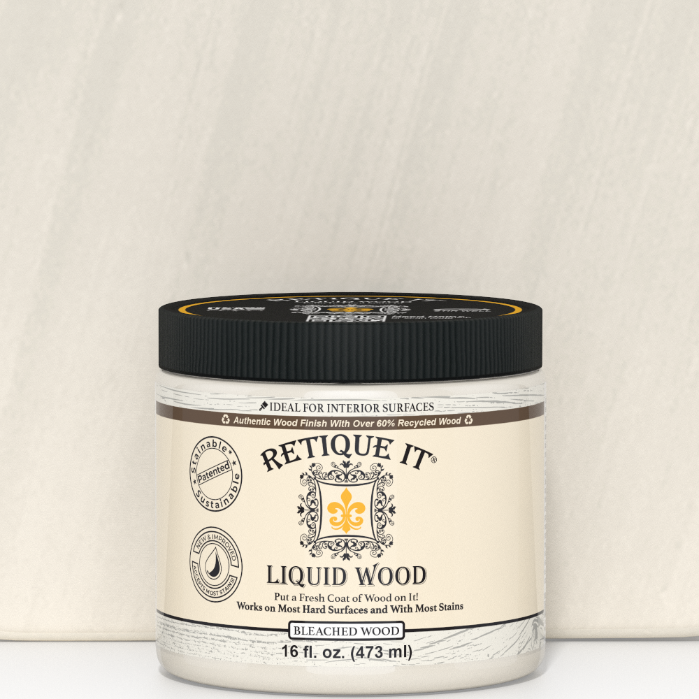 Retique It Liquid Wood Wood'n Primer in Bleached Wood finish, 16 fl oz, for priming surfaces with a natural, bleached wood look.
