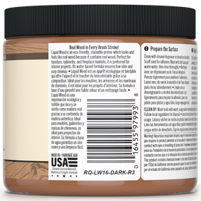 Dark liquid wood paint by Retique It® in a 16oz container, suitable for interior wood finishing and furniture projects.
