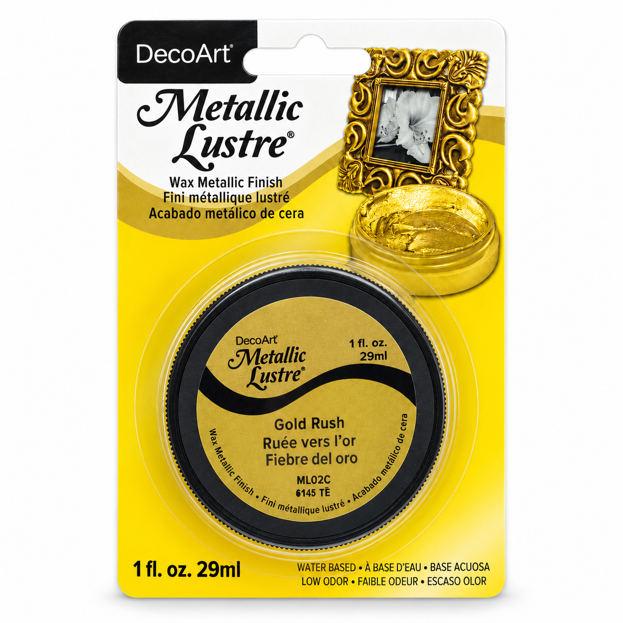 DecoArt Metallic Lustre Gold Rush metallic finish jar for decorative craft projects