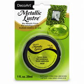 DecoArt Metallic Lustre Lavish Green metallic craft paint in a small jar
