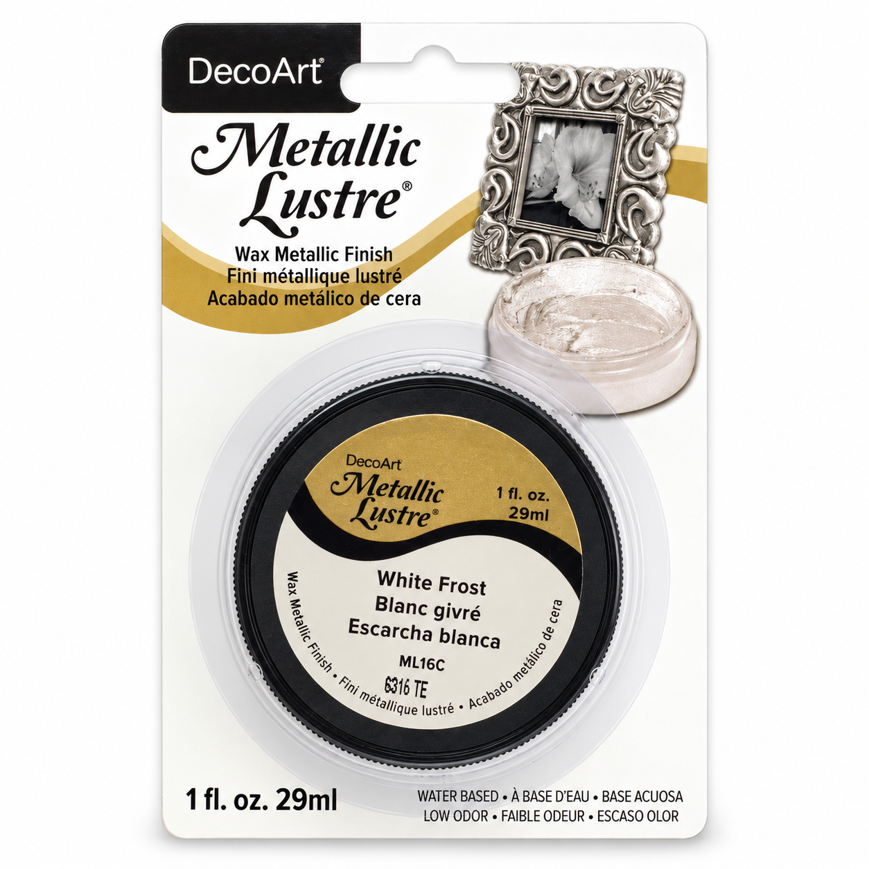 DecoArt Metallic Lustre White Frost metallic craft finish jar