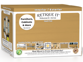 Retique It® Multi-purpose Smooth Finish Kit in Old Oak for exterior wood surfaces, includes four large top coat containers.