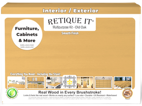 Retique It® Multi-purpose Smooth Finish Kit (Large) in Old Oak for exterior top coat with matte finish, wood finishing kit.