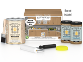 Retique It® Wood'n Cabinet Kit with 48 smooth pecan stain doors, ideal for kitchen or bathroom cabinet renovation.