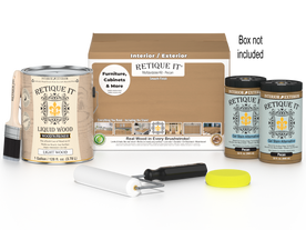 Retique It Wood'n Finish Kit in Pecan, a multi-purpose smooth finish kit with four large containers for wood projects.