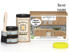 Retique It® Wood'n Cabinet Kit in Pecan with 12 smooth doors, ideal for staining and finishing kitchen cabinets.