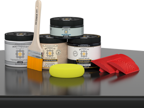 Retique It® Wood'n Finish Kit in Classic Black, medium-sized exterior top coat for wood projects, shown on a wooden surface.