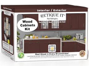 Red Mahogany stain for Wood'n Cabinet Kit with 48 smooth doors by Retique It®, shown on cabinet boxes.