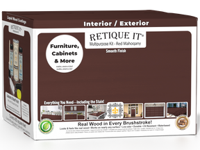 Retique It® Multi-purpose Smooth Finish Kit in Red Mahogany for exterior wood projects, includes four large top coat containers.