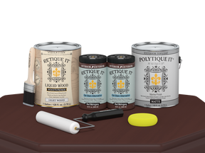 Retique It® Multi-purpose Smooth Finish Kit in Red Mahogany for exterior wood projects, includes four large top coat bottles.