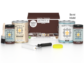 Retique It® Multi-purpose Smooth Finish Kit in Red Mahogany for interior wood projects, includes four large top coat bottles.