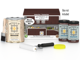 Retique It® Wood'n Cabinet Kit with 48 red mahogany stained doors, smooth finish, for kitchen or bathroom cabinetry.