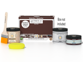 Retique It® Multi-purpose Smooth Finish Kit in Red Mahogany for exterior wood top coating, includes application tools and instructions.