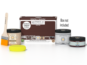 Retique It® Multi-purpose Smooth Finish Kit in Red Mahogany for exterior wood top coating, includes application tools and instructions.