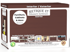 Large Red Mahogany Wood'n Finish Kit by Retique It® for interior wood projects, featuring smooth finish and top coat in a multi-purpose set.