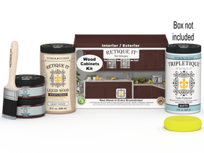 Retique It® Wood'n Cabinet Kit with 12 smooth doors in Red Mahogany stain for stylish kitchen or furniture updates.