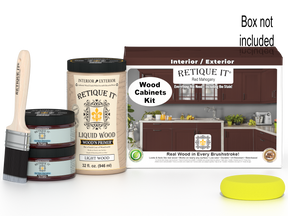 Red mahogany wood stain kit for cabinets with 12 smooth doors by Retique It®, perfect for cabinet renovation projects.