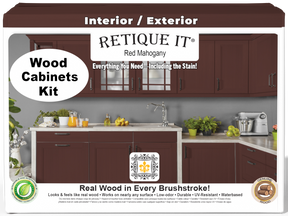 Retique It® Wood'n Cabinet Kit with 24 red mahogany stain doors and smooth finish, designed for kitchen cabinet renovation.
