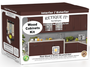 Retique It® Wood'n Cabinet Kit with 24 smooth door panels in Red Mahogany stain, ideal for cabinet furniture and refinishing projects.