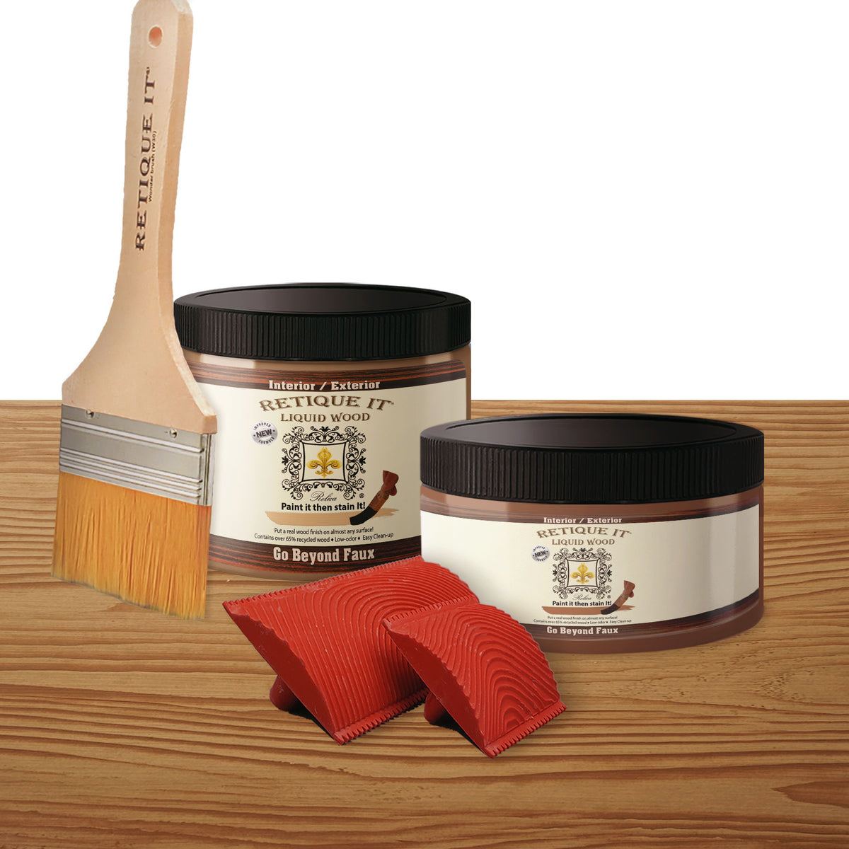 Retique It® Raw Wood Kit in dark wood finish, medium size, showing natural raw wood planks for furniture refinishing projects.