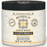 Retique It Liquid Wood Wood'n Primer in Bleached Wood finish, 16 fl oz, for preparing surfaces for wood projects.