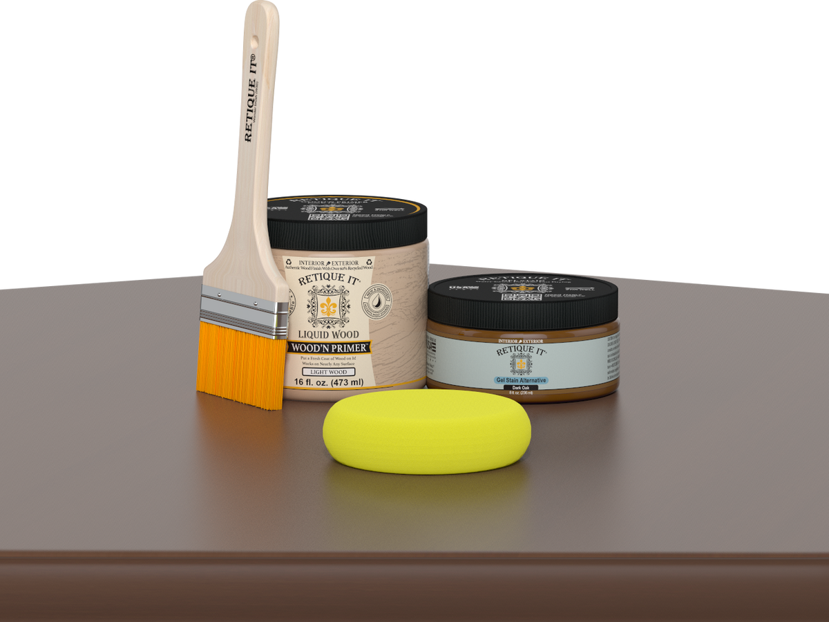 Retique It® Multi-purpose Smooth Finish Kit in Dark Oak for wood furniture restoration and finishing.
