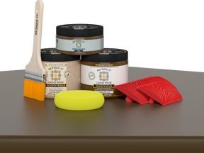 Retique It® Fireplace Wood'n Finish Kit in Dark Pecan stain, full fireplace wood finishing set with stain bottles and application tools.
