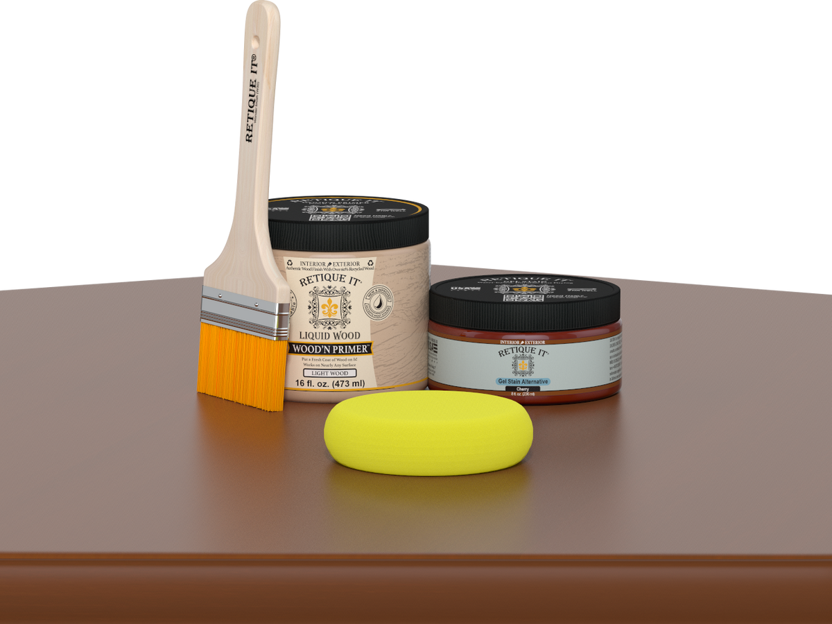 Retique It® Multi-purpose Smooth Finish Kit (Med) in Cherry for wood furniture refinishing, includes smooth finish components.
