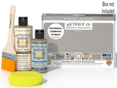 Retique It® wood finish kit in weathered wood with smooth finish, includes application tools and sample wood for multi-purpose projects.