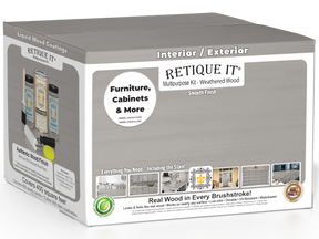Retique It® Weathered Wood Multi-purpose Smooth Finish Kit with four large exterior top coats for wood projects.