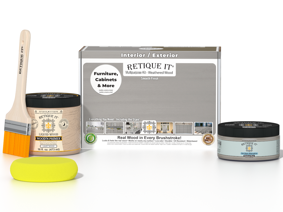 Retique It® Weathered Wood Multi-purpose Smooth Finish Kit (Med) for wood furniture and decor projects.
