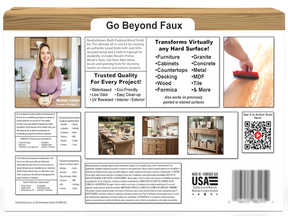 Large Pickled Oak Wood'n Finish Kit by Retique It® showing the back of the box with product details and contents for wood finishing.