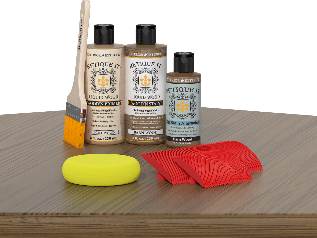 Retique It® Fireplace Mantel Wood'n Finish Kit in Barn Wood stain, showcasing the wood finish applied to a fireplace mantel.