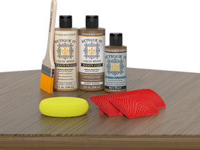 Retique It® Fireplace Mantel Wood'n Finish Kit in Barn Wood stain, showcasing the wood finish applied to a fireplace mantel.