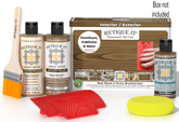 Retique It® Wood'n Finish Kit in Barn Wood with applicator brush and finishing supplies for multi-purpose wood finishing.
