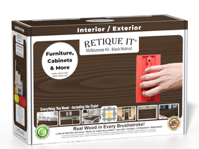 Retique It® Wood'n Kit in Black Walnut finish, featuring a box with wood finish products for multi-purpose wood projects.