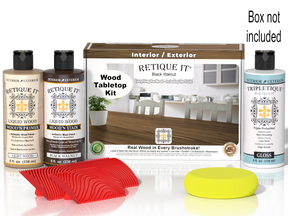 Retique It® Wood'n Finish Kit for tabletops in Black Walnut stain, includes stains and finishing supplies for wood furniture.