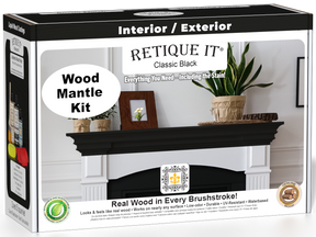 Retique It® Fireplace Mantel Wood'n Finish Kit in Classic Black, stain set with wood finish products for mantel customization.