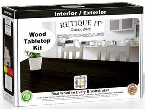 Retique It® Wood'n Finish Kit in Classic Black, stain set with brushes and finishing tools for wood furniture restoration.