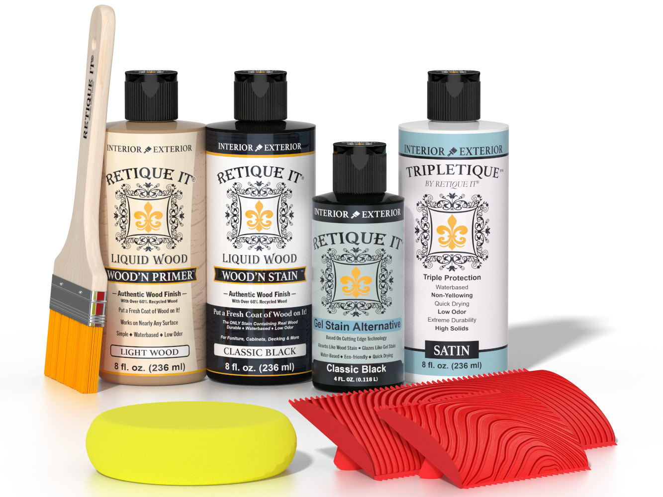 Retique It® Wood'n Kit in classic black for interior wood finishing, featuring a multi-purpose top coat for wood projects.