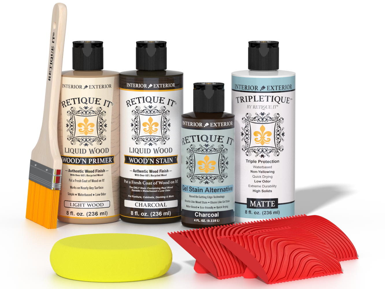 Multi-purpose Wood'n Kit by Retique It in charcoal finish, featuring interior top coat for wood surface enhancement.