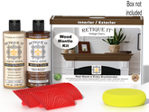 Retique It® Wood'n Finish Kit in Vintage Cherry stain for fireplace mantels, showing the wood stain application and finish details.