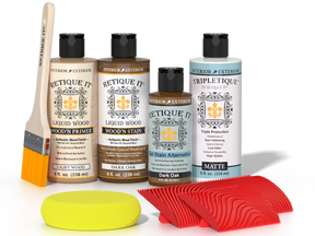 Retique It® Wood'n Kit in Dark Oak featuring interior top coat for multi-purpose wood finishing and protection.
