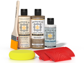 Retique It® Wood'n Finish Kit in French Oak for multi-purpose wood finishing, featuring wood stain and finish components.